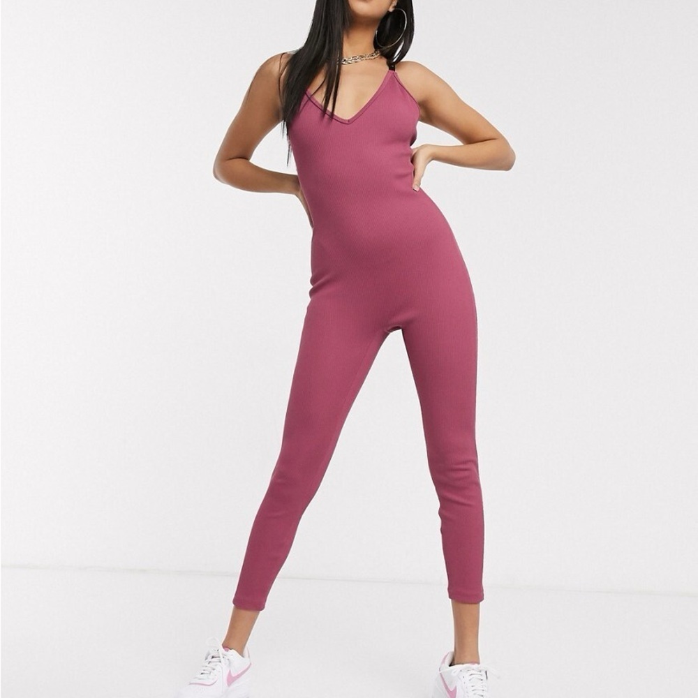 Nike Pink Athletic Jumpsuit V-Neck Sleeveless